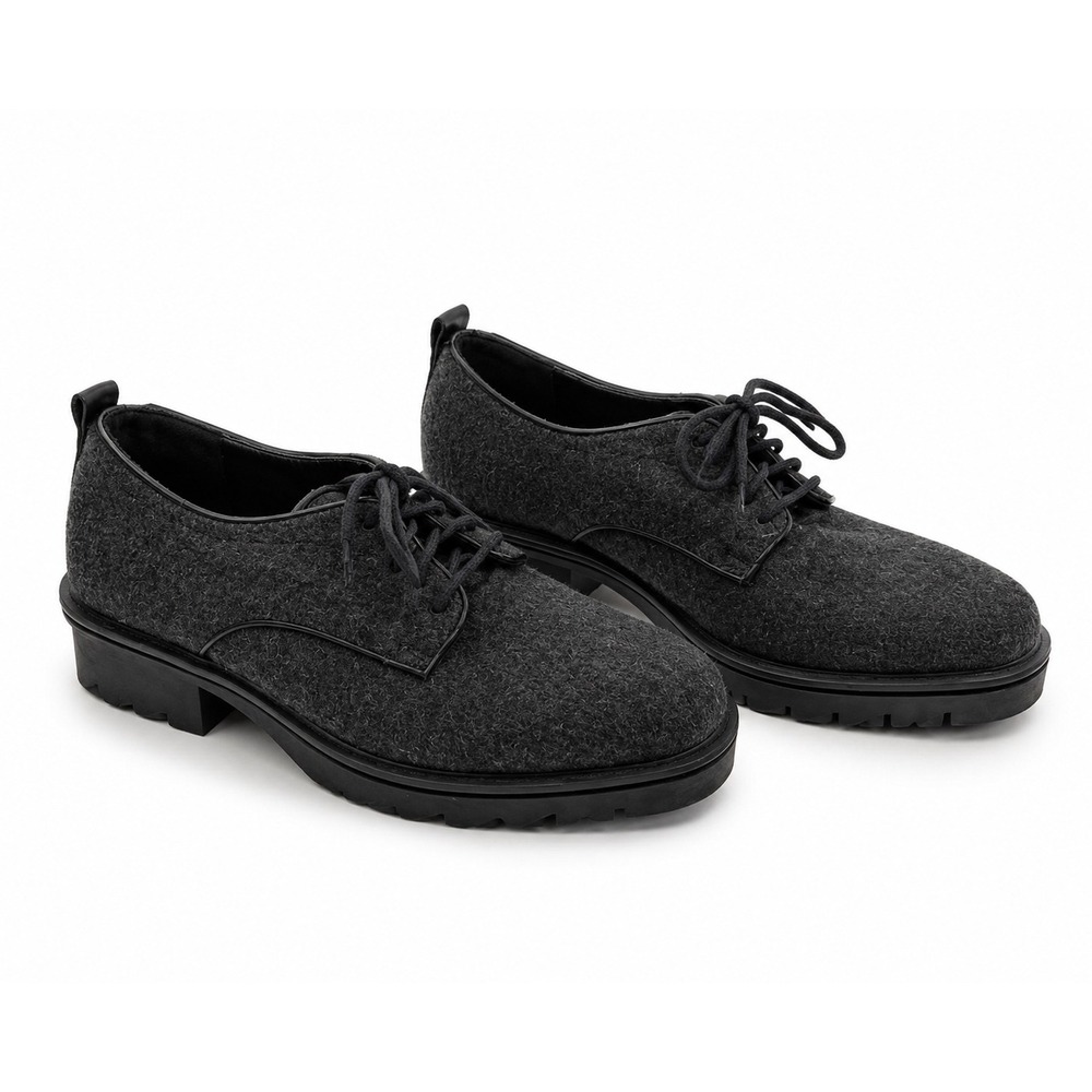 Zara Vintage Charcoal Grey Chunky Oxford Platform Loafers Women's Size 37 US 6.5